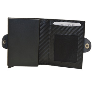 Minimalist Carbon Fiber <b>Card</b> <b>Holder</b> <b>Wallet</b> With Button Closure Black RFID Blocking Credit <b>Card</b> Case - Product Image 4