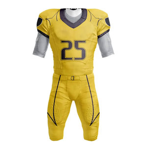 Conjunto de Jersey de Fútbol Americano Amarillo para Hombre, Manga Corta, Cuello en V, Impresión Sublimada, Absorbe la Humedad, Ajustado, para Todas las Temporadas - Product Image 1