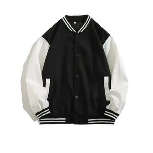 แจ็กเก็ตเบสบอลของผู้ชายแบบกำหนดเองได้แจ็กเก็ตผ้าแคนวาสอเนกประสงค์ทรงหลวมอินเทรนด์สไตล์เกาหลีสำหรับสวมใส่สบายๆดีไซน์บล็อคสี - Product Image 2