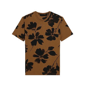 Camiseta de Hombre, Color Marrón Sólido, Manga Corta, Cuello Redondo, Informal, Tejida, Holgada, 100% Algodón, Transpirable, de Secado Rápido - Product Image 1