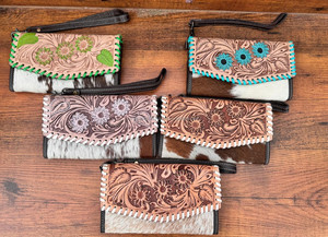 Nueva llegada cartera tallada a mano cartera de mano funda de teléfono elegante cartera para mujeres multiusos carteras de cuero de piel de vaca occidental - Product Image 3