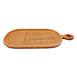 Planche à découper en bambou Thatuwood, rectangulaire, minimaliste, plateau de service alimentaire pour la cuisine, design durable avec poignée - Product Image 5