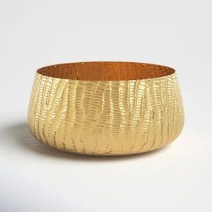Cuenco Decorativo de Lujo con Textura Dorada, Centro de Mesa Redondo de Metal Moderno, Plato para Servir, Maceta, Decoración del Hogar - Product Image 1