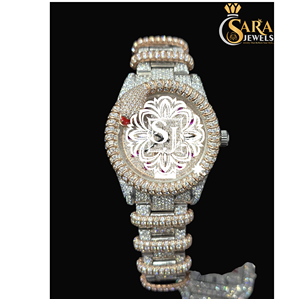 นาฬิกาสแตนเลสติดเพชรตามสั่ง VVS Moissanite สุดหรูตามสั่งนาฬิกาอัตโนมัติหรือกลไก - Product Image 1