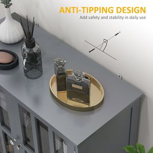 <b>Sideboard</b> Buffet Storage Cabinet with 2 Doors Multifunction <b>Kitchen</b> Console and Living Room Gray Credenza - Product Image 6