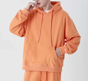 Wholesale Luxury Men's Oversized 350gsm Heavy Fleece <b>Hoodie</b> Custom LOGO No <b>String</b> Solid Pattern Plain Dyed <b>for</b> Autumn - Product Image 2
