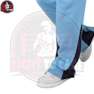 Pantalones Deportivos de Moda, Ligeros y Cómodos, con Logotipo Personalizado, Color Azul Cielo, con Paneles Laterales de Dos Tonos, Estilo Urbano Informal para Hombre - Product Image 4