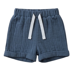 Shorts en mousseline bio Cot & Candy à revers bleu marine - Bas de pyjama confortables pour bébé - Product Image 1