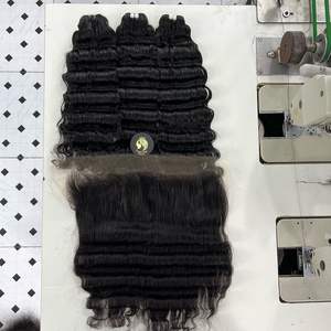 Le prix le moins cher pour 8-40 longs paquets de vague profonde lâche de pouce avec la fermeture ou l'armure vietnamienne frontale de cheveux - Product Image 6