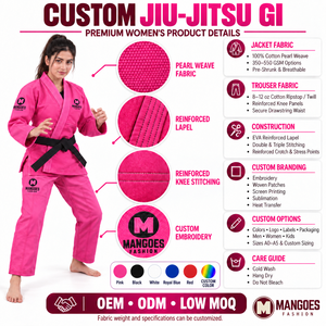 Mangoes Fashion Unisex <b>Pink</b> BJJ Gi 440GSM Cotton Preshrunk Breathable Lightweight Silk Screen Printed Anti-Bacterial Custom Logo - Product Image 4