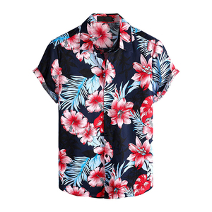 เสื้อเชิ้ตผู้ชายลำลองลายดอกฮาวาย ผ้าป๊อปลิน แขนสั้น ปกคอพับ ระบายอากาศได้ดี เหมาะสำหรับวันหยุดฤดูร้อน ผ้าฝ้าย 100% - Product Image 1