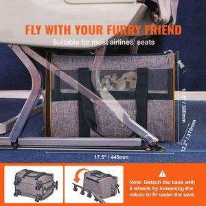 Borsa da trasporto per animali domestici con ruote approvata dalle compagnie aeree, per cani e gatti, con manico telescopico e tracolla, comoda borsa con ruote - Product Image 2