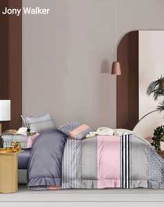 Ensemble de literie en microfibre à rayures imprimées, doux et durable, conçu avec soin pour une expérience de sommeil fraîche et confortable, pour un usage hôtelier - Product Image 2