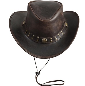 Chapeaux en cuir de cowboy personnalisables avec logo, couleur unie, légers, ajustables, unisexes, pour l'équitation en extérieur, les fêtes, la pêche, le sport, faible MOQ - Product Image 1