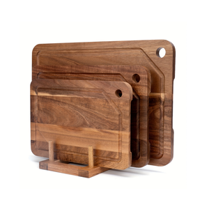 Juego de 3 tablas de cortar de madera de acacia con soporte de almacenamiento y ranura profunda para jugos, precio al por mayor de fábrica en Vietnam - Product Image 2