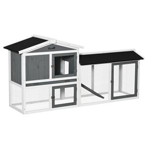 Gabbia per Conigli XXL in Legno con Vassoio e Rampa per Razze Medie - Cuccia Bianca per Piccoli Animali - Product Image 1