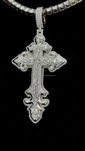 Christian Jesus <b>Cross</b> <b>Pendant</b> Necklace 925 <b>Sterling</b> <b>Silver</b> Religious Jewelry Baguette Diamond Moissanite Charms <b>Pendants</b> - Product Image 4