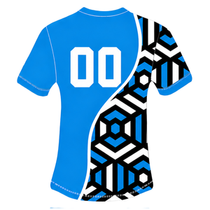 Camiseta de Rugby Geométrica Azul Rey, Negra y Blanca, de Manga Corta, Cuello Redondo, Personalizable, Transpirable, para Entrenamiento Deportivo en Equipo - Product Image 2