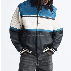 Blouson de moto en cuir véritable pour homme, personnalisé OEM, style vintage, uni, imperméable, respirant, col rond, pour l'extérieur - Product Image 4