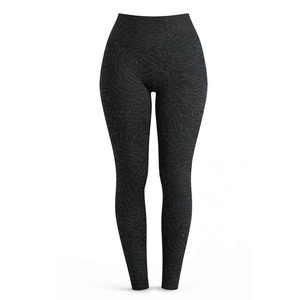 Wholesale Black Solid Printed Elastic Waist Yoga <b>Leggings</b> High Stretch Compression Plus Size Fitness Workout Activewear OEM ODM - Product Image 4