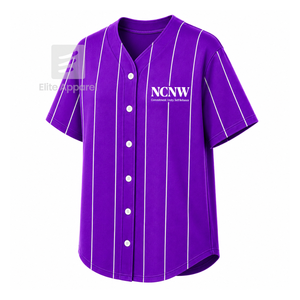 Chemise de sororité NCNW personnalisée, logo brodé sur le devant, couleur violet et blanc, manches courtes, chemise en polyester pour femme, vêtements grecs - Product Image 2