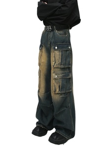 กางเกงยีนส์ผู้ชายทรงหลวมดีไซน์อเมริกันย้อนยุคใหม่สี่ฤดู - Product Image 3