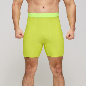 Pantalones Cortos de Compresión Deportivos para Hombre, Cintura Media, Elásticos, de Secado Rápido, con Bolsillos, de Spandex y Poliéster, Color Sólido - Product Image 3