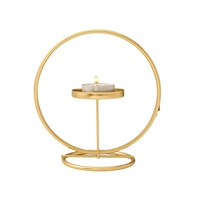 Support de bougie en fer doré poli et arrondi pour chambre à coucher, éclairage festif, décoration intérieure, idéal pour offrir