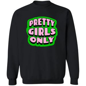Sudadera de cuello redondo con estampado gráfico exclusivo para chicas, negra, de manga larga, puños acanalados, informal, de forro polar para mujer, estilo urbano. - Product Image 1