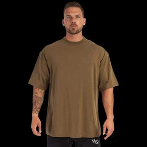 T-shirt en coton blanc surdimensionné pour homme, manches courtes, col rond, jersey tricoté, logo frontal, poids lourd, style streetwear - Product Image 2