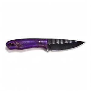Cuchillo de Cocina Artesanal de Acero al Carbono Forjado con Mango de Resina Morada Marmoleada - Product Image 5