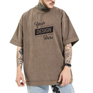 เสื้อยืดโอเวอร์ไซส์ผู้ชาย 300GSM หนักพิเศษ สไตล์ฮิปฮอป ทรงหลวม คอกลม ล้างสีแบบแอซิด พิมพ์ลายด้านหลัง เสื้อยืดคอตตอนสั่งทำพิเศษ พิมพ์ลายด้วยเทคนิค DTG - Product Image 4