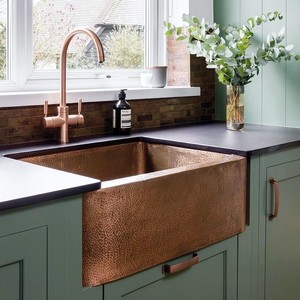 Solid Brass Handmade Kitchen Sink Deep Single Bowl Contemporary Luxury Wash <b>Basin</b> for Residential Home Kitchens - Product Image 2