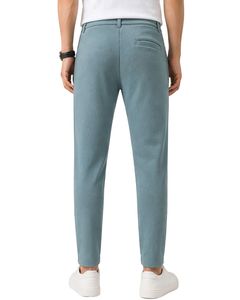 Men Dusty Blue Slim Fit Casual Jogger Pants Elastic Waist <b>Drawstring</b> <b>Trousers</b> Soft Fabric Comfortable Daily Wear Stylish Look - Product Image 2