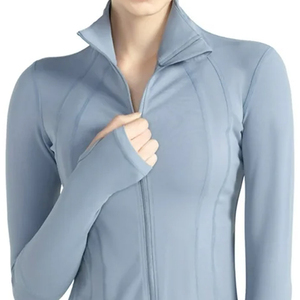 Women's Yoga <b>Jacket</b> Front Logo Customizable Compression Fitness Quick Dry <b>Zip</b>-<b>up</b> Seamless Plus Size Stretchy Spandex/Polyester - Product Image 5