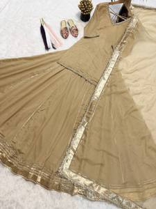 New Designer Party Vichitra Silk With Heavy Bids hand Embroidery Work Wtih Back Side Zipper <b>Top</b> <b>Lehenga</b> Set - Product Image 6
