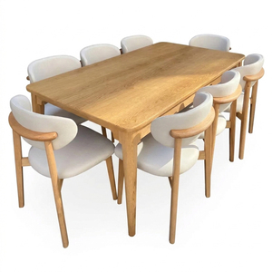 Juego de Comedor de Madera de Teca Elora de Diseño Escandinavo Moderno, Ahorro de Espacio, Respaldo Sólido de Madera de Teca de Primera Calidad, Juego de Comedor de 8 Plazas, Muebles para Comedor - Product Image 1