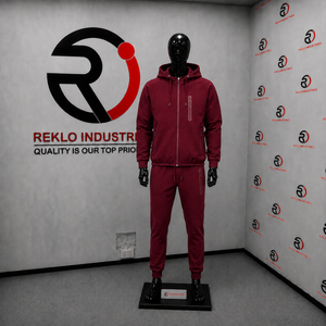 Conjunto Deportivo para Hombre, Color Granate, con Capucha, Cierre Completo, Sudadera y Pantalones de Color Sólido, Informal, de Poliéster y Algodón, Transpirable, para Otoño, en Oferta - Product Image 3