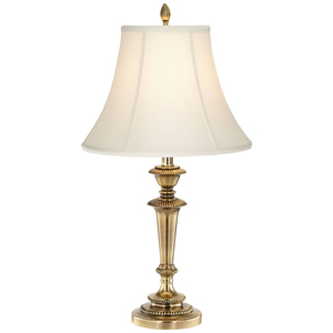 Lámpara de Mesa Vintage de Latón Antiguo con Pantalla de Seda Sintética Plegada, Diseño de Lujo, Iluminación Decorativa de Latón Sólido para Sala de Estar - Product Image 4