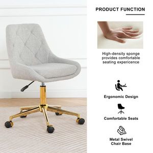 Chaise de salle à manger moderne et confortable avec pieds dorés, chaise de bureau en velours Teddy à cinq griffes plaquée or avec toucher doux - Product Image 2