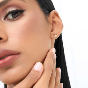 Latest Design 925 Sterling <b>Silver</b> <b>Stud</b> <b>Earrings</b> 14K Gold Starburst Moissanite <b>Earrings</b> Modern Style for Party Wear Fine Jewelry - Product Image 2