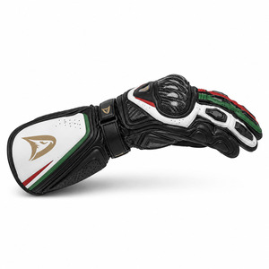 ถุงมือแข่งรถ Dainese แบบเต็มนิ้ว หนังแท้ สีดำ ขาว แดง เขียว สายรัดข้อมือปรับได้ ปิดด้วยแถบตีนตุ๊กแก ป้องกันการกระแทกขณะขับขี่ - Product Image 3