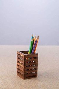 Organisateur de bureau en bois artisanal de luxe, rangement moderne pour espace de travail, organiseur d'accessoires de bureau en bois avec finition naturelle - Product Image 6