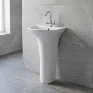 Best Sale Round Ceramic Wash Basin with Pedestal Set for Bathroom Home Porcelain Sanitary Ware Lavabo - Product Image 3