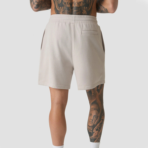 Men's Solid Color Cotton Bermuda <b>Shorts</b> Mid Waist Drawstring Casual Wear Breathable knitted Fabric - Product Image 4