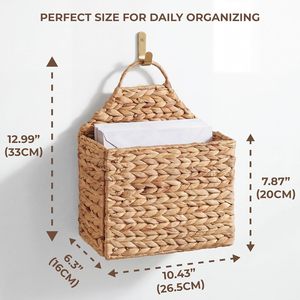 Porte-revues mural multifonctionnel et durable en jacinthe d'eau, style bohème, écologique, panier organisateur naturel tressé à la main, style ferme - Product Image 2
