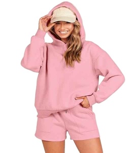 Latest Design Hip Hop Sweat Suit Vintage Light Wight Quick Dry Solid <b>Knitting</b> Women's Summer Hoodie <b>Sets</b> - Product Image 5