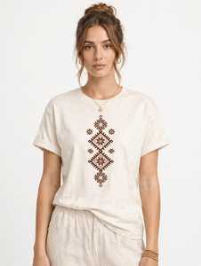เสื้อยืดผู้หญิงฤดูร้อน สีกรมท่า ผ้าฝ้ายนุ่ม สวมใส่สบาย แขนสั้น ระบายอากาศได้ดี คุณภาพสูง ปรับแต่งได้ แฟชั่นทันสมัย คอกลม - Product Image 1