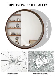 Round Solid Wood <b>Vanity</b> <b>Wall</b> <b>Mirror</b> Deep-Frame Wooden <b>Wall</b> <b>Mirror</b> Handmade Contemporary Design for Wedding Diwali-REHMAN CRAFT - Product Image 5