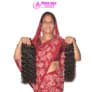 Extensiones de Cabello Humano Remy Indio Coyly, Trama Simple, Acabado de Borde Recto, Tono Oscuro Natural, Rizos Formados por Resorte, Puntas Gruesas, Costura Invisible - Product Image 3